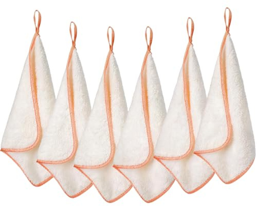 FOGARY 6-pack återanvändbara sminkborttagningsdukar, mjuk korall fleece mikrofiber ansiktsduk, mikrofiber smink rengöringsmedel torka handduk, ansiktsrengöring tvättdukar (30,5 x 30,5 cm, vit)