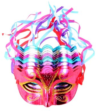 Toddmomy 12pcs Masques de Mascarade Vénitiens pour Femmes, Demi-visage en Plastique, Confortables Irritation, Décoration Créative pour Fête D'halloween Couleur Aléatoire