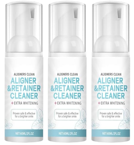 Espuma limpiadora de alineación y retenedor, limpiador de dientes blanqueador, tabletas limpiadoras de dentaduras postizas, limpiador de espuma suave para la alineación de los dientes (3 Pcs)