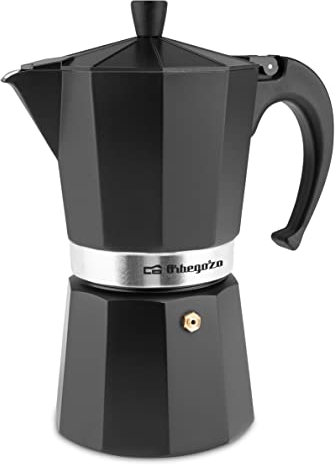 Orbegozo KFN 910 - Cafetera italiana de aluminio, 9 tazas de capacidad, mango ergonómico, válvula de seguridad, filtro desmontable
