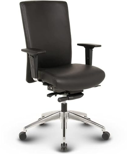 VERSEE Ergonomischer Echt-Leder Bürostuhl Konferenzstuhl Terox in Schwarz - Für Büro und Home-Office - Belastbar bis 150kg