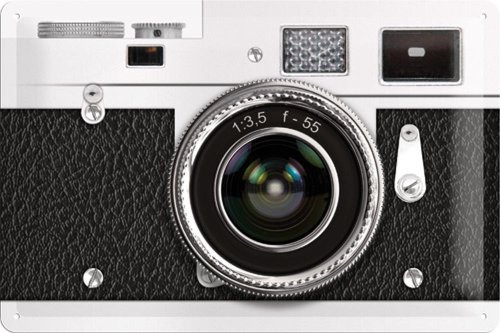 Nostalgic-Art Retro Blechschild, Achtung – Retro Camera – Geschenk-Idee für Nostalgie-Fans, aus Metall, Vintage-Design zur Dekoration, 20 x 30 cm