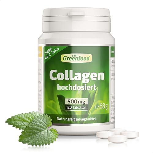 Collagen, 500 mg, hochdosiert, 120 Tabletten - OHNE künstliche Zusätze | Collagen Komplex, Typ 1, 2, 3, Collagenhydrolysat, Natürlich, Laborgeprüft, Glutenfrei, Laktosefrei