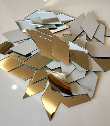 RUIXUAN Diamantform Mosaik Fliesen Spiegel Glas Heimdekoration Handwerk DIY Zubehör (Glasspiegel, 2,5 x 5,1 cm)