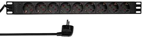 LogiLink Professional PDU9C03 högkvalitativ 19 tum grenuttag 9-fack CEE7/3 (skyddskontakt) svart