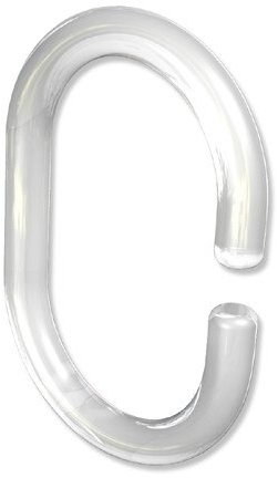 Interdeco Duschvorhangringe C-Form in Glasklar Kunststoff offene Duschringe 60/42 mm (48 Stück)