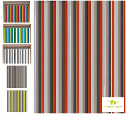 MadeInNature Türvorhang mit Riemen, aus hochwertigem Kunststoff, innen und außen, Breite 90 cm x Länge 220 cm, verschiedene Modelle zur Auswahl (weiß, grau, rot)