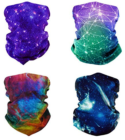 SMEHCF 4 Pannband Bandana Balaclava Halv Ansiktsmask Sköld Huvud Hår Halsduk Hals Damask Hatt Multipurpose För Kvinnor Män Andas Återanvändbar Tvättbar Universum Nebula Galaxy Constellation Blure