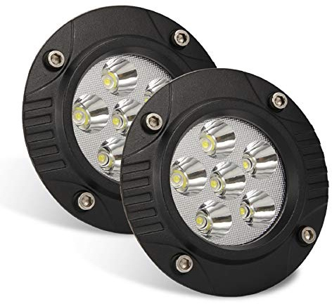 SSCYHT 2pcs 5 Pouces encastré Rond LED lumière de Travail 18W 6000Lm Utilisation pour Les Perles de Lampe 12V 24V 4x4 Camion Tout-Terrain SUV Bateau ATV antibrouillard Voiture lumière