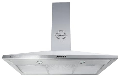 Gurari Cappa Aspirante a parete 90 cm ❖ GCH C 147 IS 9 N In Acciaio Inox ❖ Motore 1000 m³/h, 3 Livelli di Potenza, Filtri in Metallo Lavabili ❖ Cappa da Cucina Modalità Scarico e Ricircolo