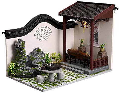WDC Kit de maison de poupée miniature 3D de jardin chinois classique rocaillerie créative à assembler soi-même soi-même maison cadeau (jardin zither chinois et Weiqi)