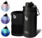 Bottle Bottle 2 Litre Water Bottle with Straw and Dual-use Lid Large Insulated Water Bottles with Handle Big Stainless Steel Metal Flask for Hot Drink(Black)