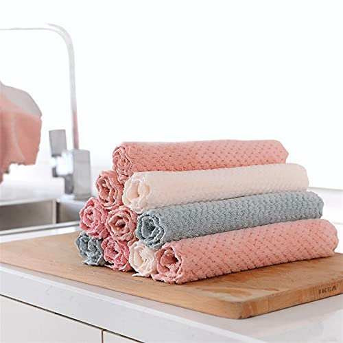 1 stück super weiche absorbierende mikrofaser putzen tuch anti-fett wippe lappen küche effizient waschscheibe küche reinigung handtuch (Color : 8)