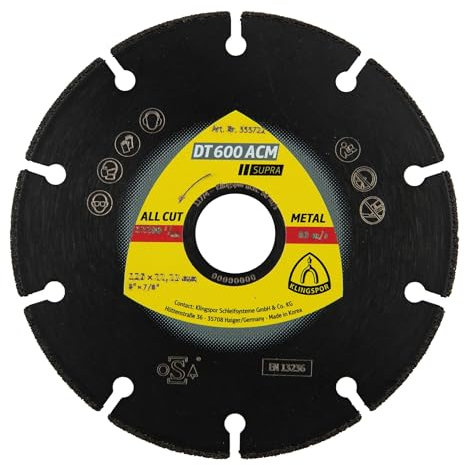 230mm 9 KLINGSPOR Diamante Lama di Taglio Disco per Smerigliatrici Angolo Metallo Acciaio Inox Casting Alluminio