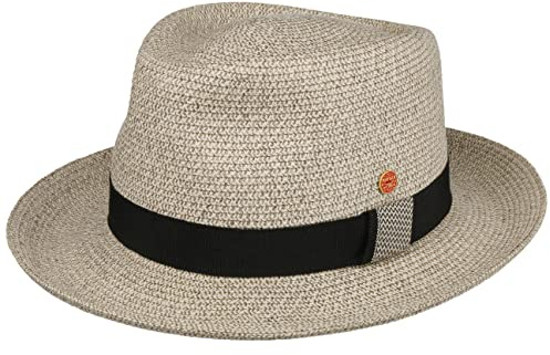 Mayser Marco Fedora Strohhut aus Leinen mit UV Schutz für Herren Sommer Winter Hellbeige L (59-60 cm)