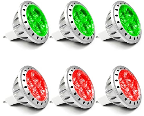 ALIDE Red Green MR11 GU4 Led Bulbs,Replace 10W 20W 35W Halogen,12V 3W Red Green MR11 for Christmas Holiday Decoration Outdoor Landscape Lighting,30 Deg,6 Pack Mix