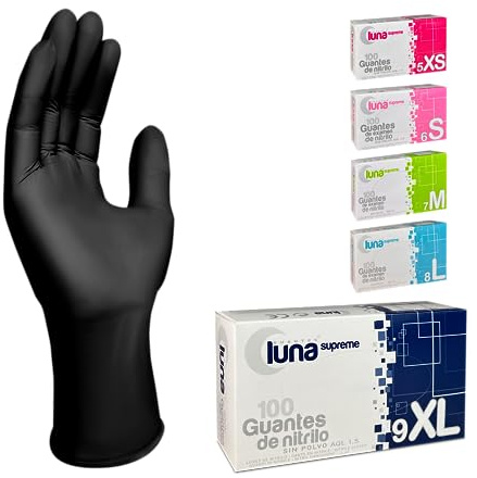 MUNTRADE Guantes Desechables de Nitrilo 1000 unidades, (XL, Negro) | Sin Polvo, Sin Látex - Todas las tallas