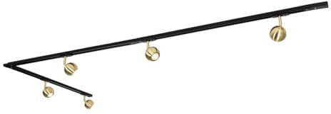Qazqa - Modern 1-Phase Track System 5-Lights Black with Gold - Gissi- - Modern - Suitable for LED GU10 | 5 Way Light - Steel Surface-Mounted spotway Light - Suitable for Bedroom I