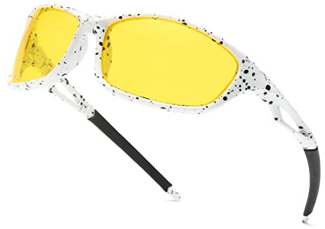 Long Keeper Nachtsichtbrille Autofahrer Sport, Nachtfahrbrille Anti-Blend Sonnenbrille Gelb für Herren Damen Nachtbrille zum Autofahren Sportbrille UV Schut