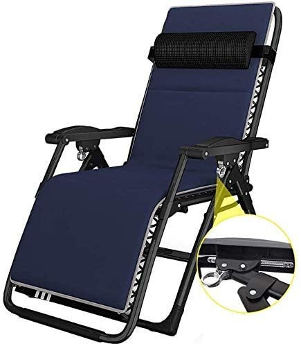 Sun Lounger Garden Chairs Folding Comfort Sling Chair Recliner Zero Gravity with Headrest, Outdoor Camping Travel Beach Garden Fishing Chair Deck Chairs (Color : Blue, Size : 1 Pack)