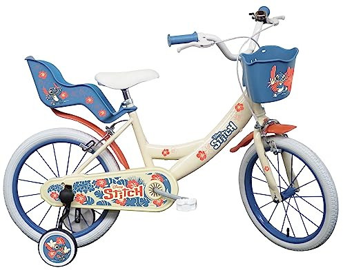 ALBRI 16 Zoll Fahrrad Stitch mit Korb und Flaschenhalter für Mädchen, weiß