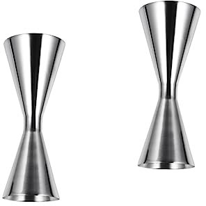 BESTonZON 2piezas Vaso Medidor De Cócteles De Inoxidable Jigger De Doble Cabeza Para Mezclas De Bebidas Herramienta Profesional De Coctelería Para Hogar y Bares