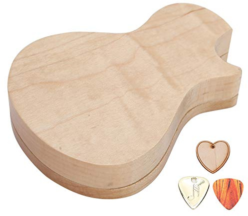 Personalisierbare Gitarren Pick Box aus Holz mit 3 Plektren – Perfekte Geschenkbox für Gitarristen, Anfänger, Kinder & Freunde als ideale Musik Geschenkidee mit individuellem Design