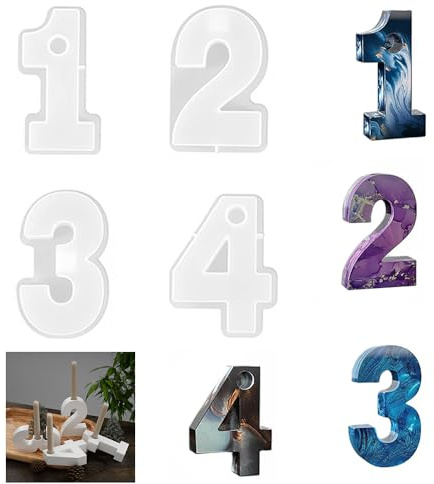 Jiahuade Silikonform Zahlen Advent,Adventszahlen Gießform,Silikonform Adventszahlen 1-4,1-4 Zahlen Form DIY Silikonform,Gießform Kerzenhalter,Silikonform Adventszahlen 3D