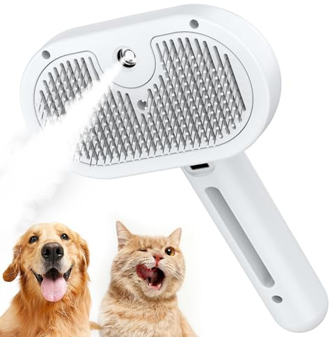 Katoggy Spray Cat Brush, Self Cleaning Dog Steam Grooming Tool, Easy To Clean, Remove Static Flying Hair for Cats and Dogs