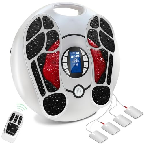 Auxoliev TENS & EMS Foot Massager for Circulation & Pain – 25 Modes 99 Intensities, ， EMS Machine with 4 Electrode Pads，Drug-Free Relief for Plantar Fasciitis, Arthritis & Leg Neuropathy