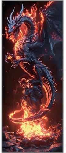 Diamond Painting Feuer Drache - Groß XXL 150 X 50cm, DIY Diamant Bilder, 5D Erwachsene, Daiments Crafts, Haus Wand Dekoration -595FC