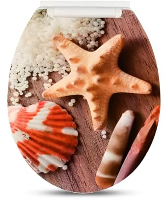 Starfish Soft Close Toilet Seat with Quick Release for Easy Clean, Simple Top Fixing, Adjustable Hinges, Soft Close Toilet Seat with Quick Release Hinges for Easy Cleaning, with ABS Cylinder & Fixings