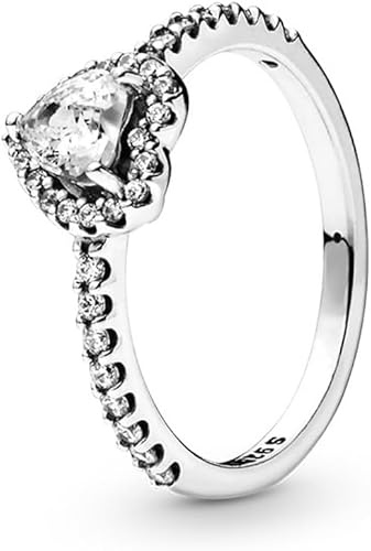 TOFBS Elevated Heart Ringe 925 Sterling Silber Cubic Zirconia Ring Statement Freundschaftsringe Promise Rings Verlobungsring Eheringe Schmuck Geschenk Für Damen Frauen
