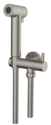 Kit Idroscopino Wc Doccetta Ottone Portatile Shut-Off Monogetto Azionamento a Leva (1, Nickel Spazzolato Tondo)