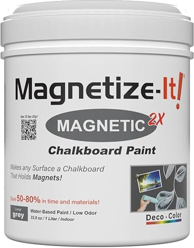 Magnetize-It! Colore magnetico extra forte e verniciabile per gesso e magnete (grigio, 1000 ml), colore lavagna magnetico per circa 3 m², colore da parete magnetico, adatto per parete