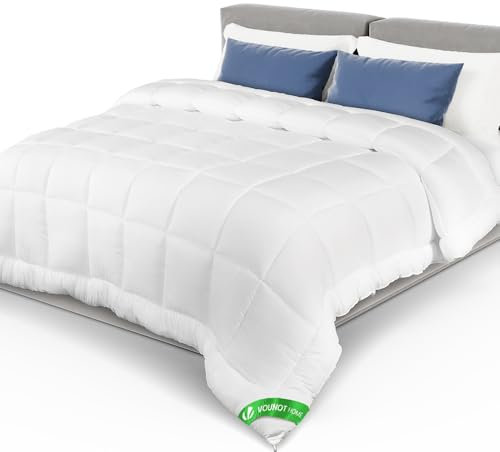 vounot® Couette Tempérée 300GSM 220x240 cm Couette Chaude en Microfibre Couverture Douce avec Rembourrage Moelleux Couette Respirante Certifiée Oeko-Tex Blanc