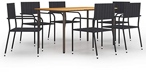 LXYZWRW Gartenmöbel-Set, 7-teilig, Polyrattan, Schwarz, Gartenmöbel-Sets