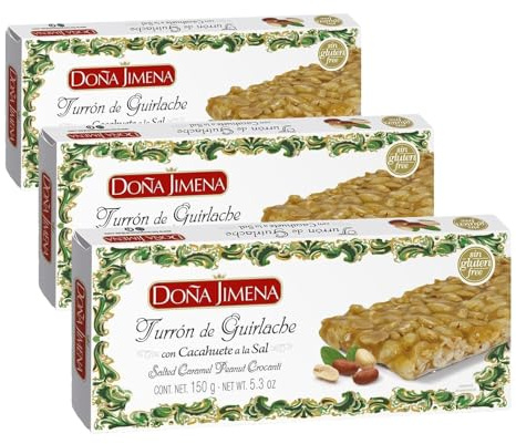 Doña Jimena| Nougat Guirlache aux Cacahuètes 150g| Miel et Sel | Crocanti | Sans Gluten | Qualité Suprême (Lot de 3)