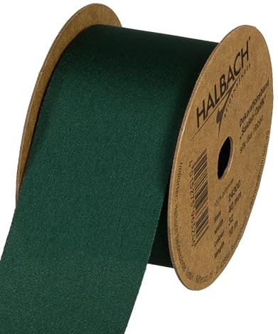 Halbach Geschenkband in Seiden-Optik, 40 cm x 10 m, dunkelgrün | Veganes Schleifenband mit dezentem Seidenglanz, ideal für Brautsträuße, Hochzeiten oder Geschenke