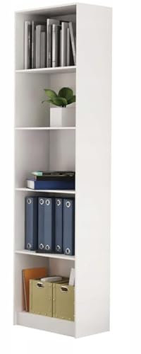BDW Bücherregal 5 Fächer Standregal Aktenregal Wandregal Raumteiler Regal Raumtrenner Büroregal Mehrzweckregal 50x30x182cm Holzwerkstoff (Weiss)
