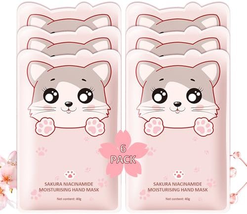 Hand Masks Moisturizing Gloves,6 Pairs Hydrating Hand Peel Masks Gift Set for Dry Cracked Hands Care,Long-lasting and Non-greasy Hand Moisturizer Gloves for Women A