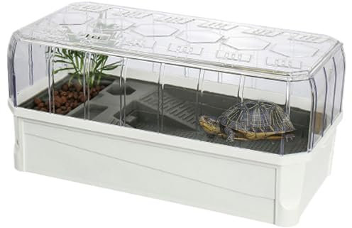 Schildkröten Aquarium Tank Komplettset – Acryl Terrarium für Schildkröten | Indoor Mehrzweck-Lebensraum für Reptilien & Amphibien | Aquarium für Schildkröten, Turtles Cage und Terrarium(White Without