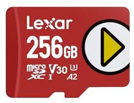 Lexar Play Micro SD Card 256GB, microSDXC UHS-I Card, up to 205MB/s read, 140MB/s write, Class 10, U3, V30, A2, 4K Video, High-Speed Memory Card for Switch/Portable Gaming Devices/Smartphones
