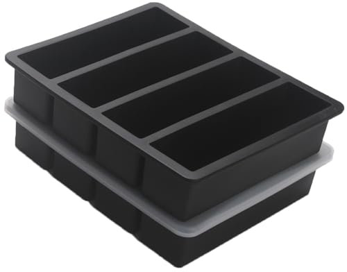 Bandeja de silicona para congelador de 1/2 taza con tapa, molde de mantequilla, moldes de silicona para congelar, paquete de 2 unidades para preparar comidas y congelar varias salsas y otros platos,