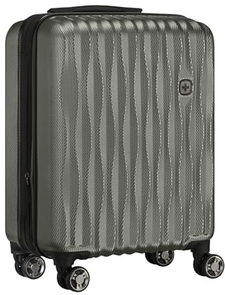 WENGER Energi resväska med hårt skal med 4 hjul, trolley, säkerhetslås, kvinnor och män, resor semester, GRÅ, Carry-On, Hardside expanderbart bagage med hjul