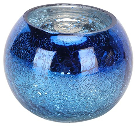 Candelador de Velas Talight, Aceleradores Votivos de Vidrio de Crack de Hielo de Gradiente para Decoración del Hogar, Regalos, Centro de Mesa (Azul Degradado)