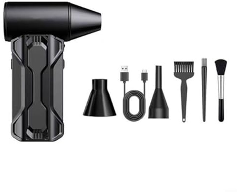 Turbo Fan Industrie Booster mit Staubwedel Vakuum Kit, 160000 RPM 3-stufig einstellbare Geschwindigkeit, wiederaufladbarer Air Duster für Elektronik, Tastatur, Laptop, Kameras, Aufblasbare