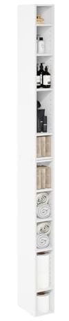 Furinno Fulda Book Shelf, 10-Tier Bookshelf, Space Saving Storage Shelf Bookcase, 9.2 x 5.9 x 78.7, for Living Room, Bedroom, Home Office, White