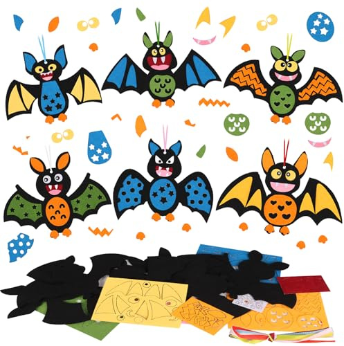 DERAYEE 12 Stück Fledermaus Moosgummi Sticker,Fledermaus Bastelset für Kinder,Bunte Schaumstoff Aufkleber zum Basteln, Halloween Basteln zum Dekorieren