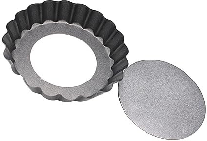 IMIKEYA 2pezzi Teglia Rotonda Antiaderente in Acciaio Al Carbonio Mini Teglie Per Crostate e Pane Stampo Rotondo Portatile Per Dolci Facile Da Pulire e Lavabile in Lavastoviglie